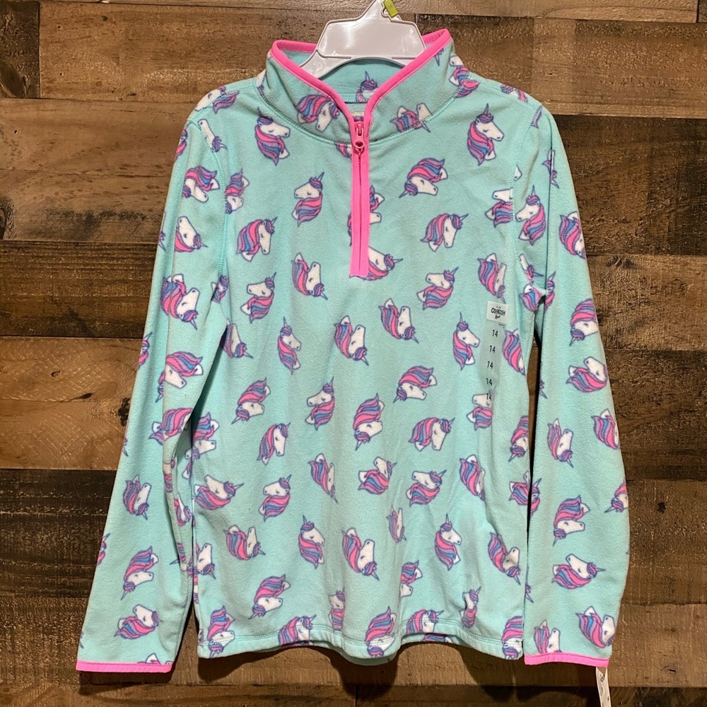 Osh Kosh Girls Fleece Sweatshirt 14 NWT Unicorn
